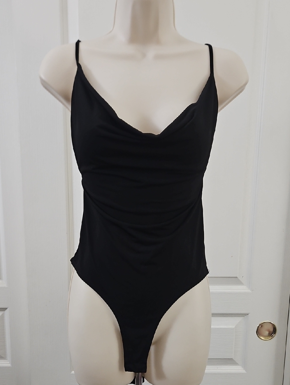Wearever | Black Cowl Neck Open-back Stretch Bodysuit Size M